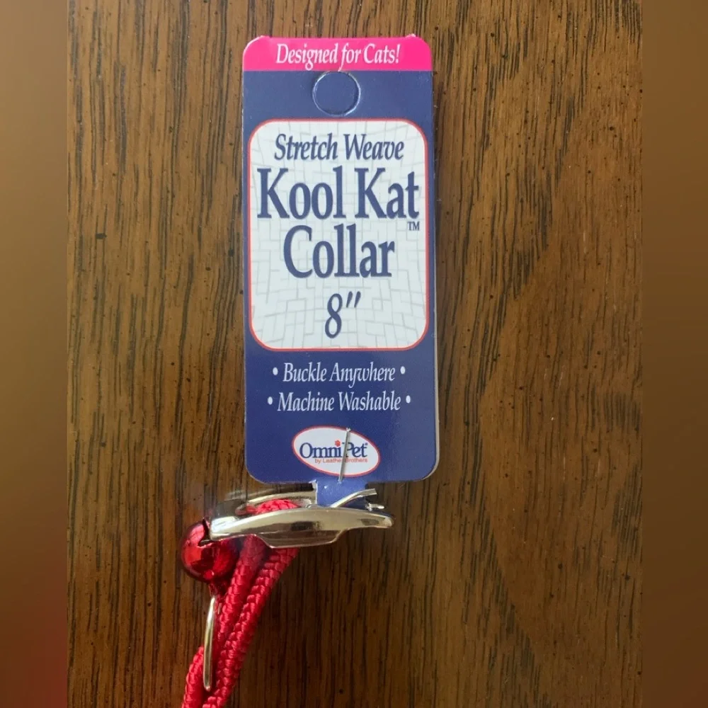 Red Kool Kat Elastic Cat Safety Collar with Bell, Red, 8